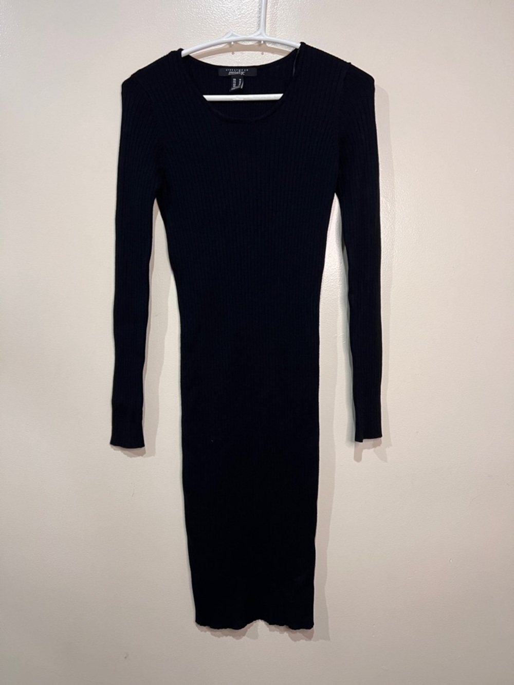 Streetwear Society Ribbed Sweater Dress Womens size M Black Bodycon Long Sleeve
